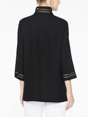 Lattice Trim Crepe de Chine Tunic