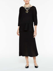 A-Line Multi Stitch Skirt Color Black