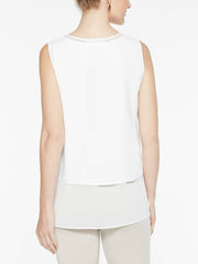 Crepe de Chine Sheer Hem Tank Color White