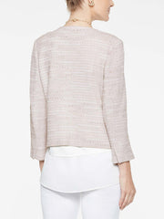 Tweed Button Trim Jacket Color Almond Beige/Peach/White