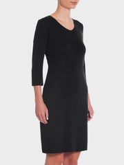 3/4 Sleeve V-Neck Knit Sheath Dress