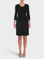 3/4 Sleeve V-Neck Knit Sheath Dress