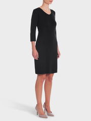 3/4 Sleeve V-Neck Knit Sheath Dress
