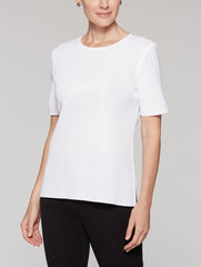 Petite White 23" Short Sleeve Tunic