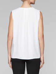 White and Gold Crepe de Chine Tank