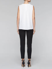 White and Gold Crepe de Chine Tank