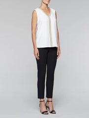 White and Gold Crepe de Chine Tank