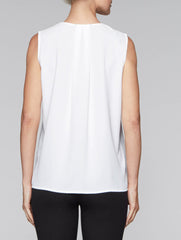 White and Silver Crepe de Chine Tank