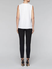 White and Silver Crepe de Chine Tank
