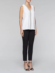 White and Silver Crepe de Chine Tank