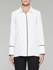 Crepe de Chine Piped Blouse