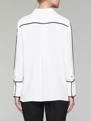 Crepe de Chine Piped Blouse