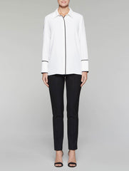 Crepe de Chine Piped Blouse
