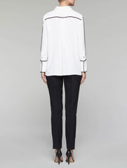 Crepe de Chine Piped Blouse