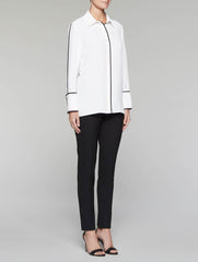 Crepe de Chine Piped Blouse