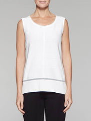 White Knit Tank with Mélange Trim