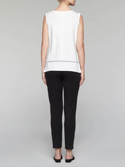 White Knit Tank with Mélange Trim