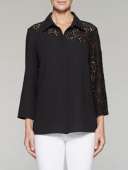 Angled Lace Yoke Blouse
