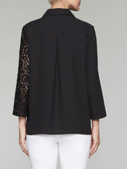 Angled Lace Yoke Blouse