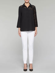 Angled Lace Yoke Blouse