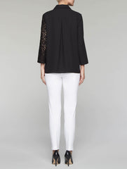 Angled Lace Yoke Blouse