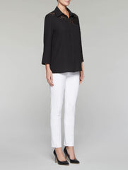 Angled Lace Yoke Blouse