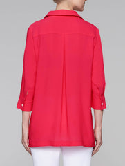 Hot Pink Button Front Tunic Blouse