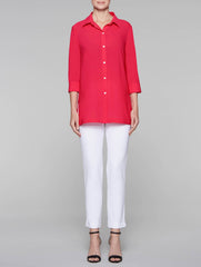 Hot Pink Button Front Tunic Blouse