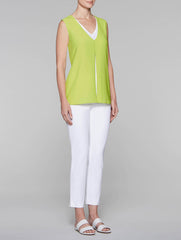 Sweetgrass and White Double Layer Tank