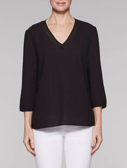 CDC Blouse with Sheer V-Neck Inset