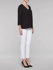 CDC Blouse with Sheer V-Neck Inset