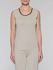 Almond Beige Tank with Black Trim