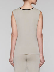Almond Beige Tank with Black Trim