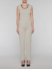 Almond Beige Tank with Black Trim