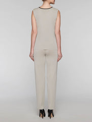Almond Beige Tank with Black Trim