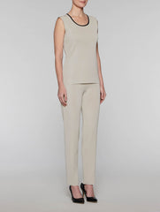 Almond Beige Tank with Black Trim