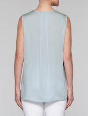 Sky Blue and Silver Crepe de Chine Tank
