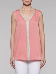 Sky Blush and Silver Crepe de Chine Tank