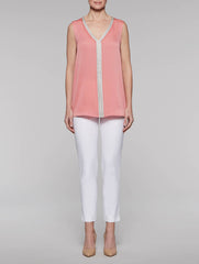 Sky Blush and Silver Crepe de Chine Tank