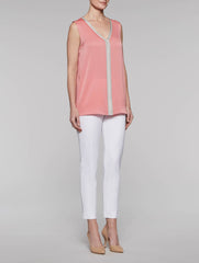 Sky Blush and Silver Crepe de Chine Tank