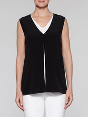 Black and White Double Layer Crepe Tank