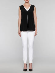 Black and White Double Layer Crepe Tank