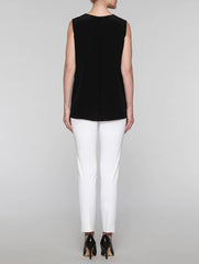 Black and White Double Layer Crepe Tank