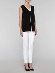 Black and White Double Layer Crepe Tank