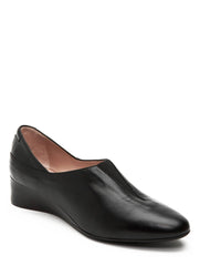Taryn Rose Carmela Black Leather Wedge