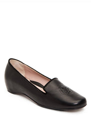 Taryn Rose Belissa Black Leather Smoking Slipper