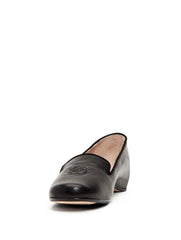 Taryn Rose Belissa Black Leather Smoking Slipper