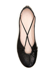 Taryn Rose Alessandra Black Leather Ballet Flat