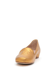 Taryn Rose Belissa Deep Gold Metallic Leather Smoking Slipper
