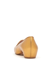 Taryn Rose Belissa Deep Gold Metallic Leather Smoking Slipper